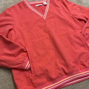 Lizgolf Women's Golf Pullover Jacket with Vented Back Pink Size Medium.